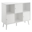 Xtra Storage Cube Console Table w/Three Cubbies and Three Cabinets in White Wood