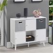 Xtra Storage Cube Console Table w/Three Cubbies and Three Cabinets in White Wood