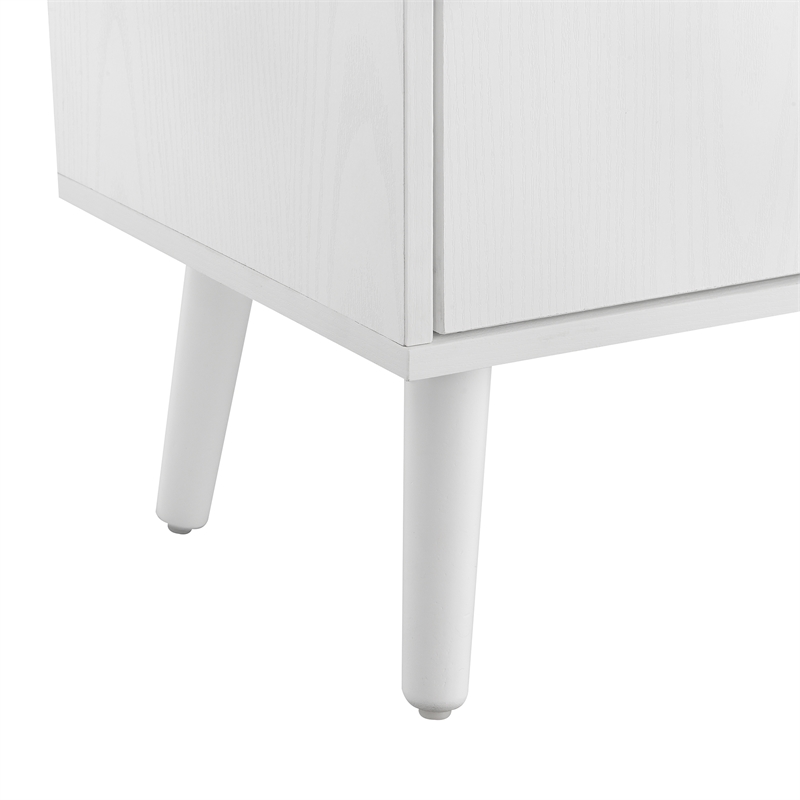 Xtra Storage Cube Console Table w/Three Cubbies and Three Cabinets in White Wood