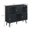 Xtra Storage Cube Console Table w/Three Cubbies and Three Cabinets in Black Wood