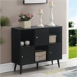 Xtra Storage Cube Console Table w/Three Cubbies and Three Cabinets in Black Wood