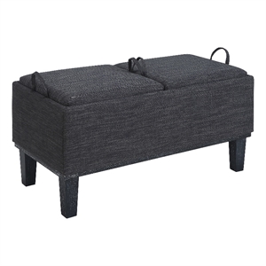 Designs4Comfort Brentwood Storage Ottoman with Reversible Trays in Gray Fabric