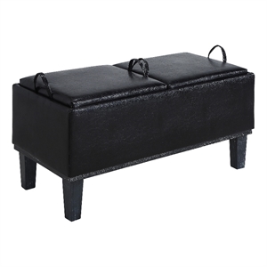 designs4comfort brentwood storage ottoman with reversible trays in black fabric