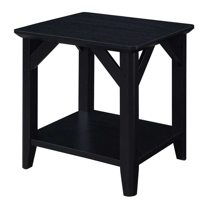 Convenience Concepts Winston End Table with Shelf in Black Wood Finish