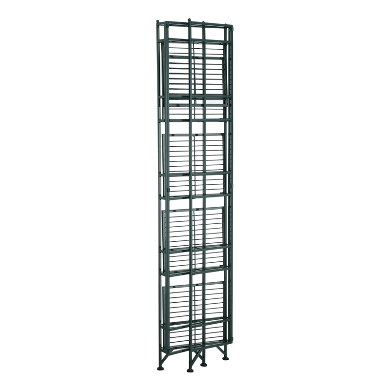Xtra Storage Five-Tier Folding Metal Shelf in Forest Green Metal Frame Finish