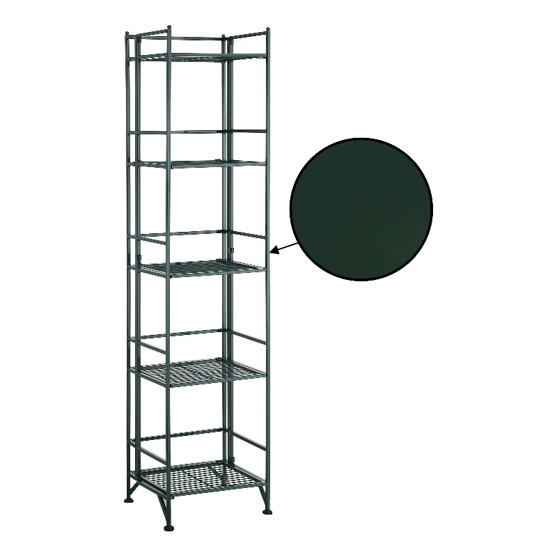 Xtra Storage Five-Tier Folding Metal Shelf in Forest Green Metal Frame Finish