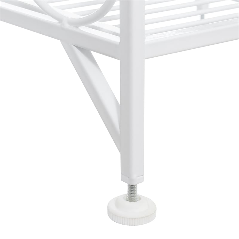 Xtra Storage Five-Tier Folding Metal Shelf with Scroll Design in White Metal