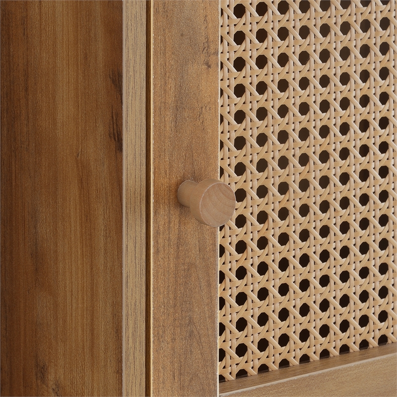 Xtra Storage Weave One-Door Cabinet with Shelf in Caramel Wood Frame Finish