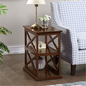 coventry chairside end table with shelves in espresso wood finish with 