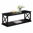 Coventry Coffee Table with Shelf in Black Wood Finish with 