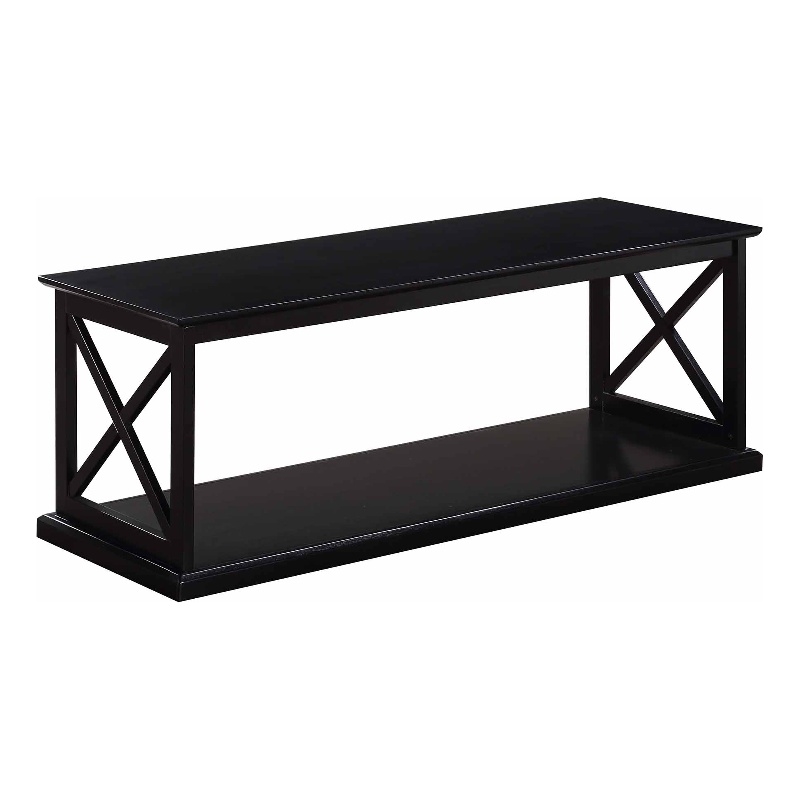 Coventry Coffee Table with Shelf in Black Wood Finish with 