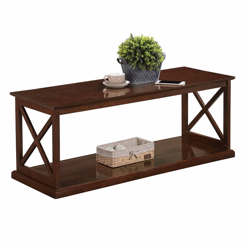 Coventry Coffee Table with Shelf in Espresso Wood Finish with 