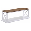 Coventry Coffee Table with Shelf in White Wood Finish with Driftwood Top