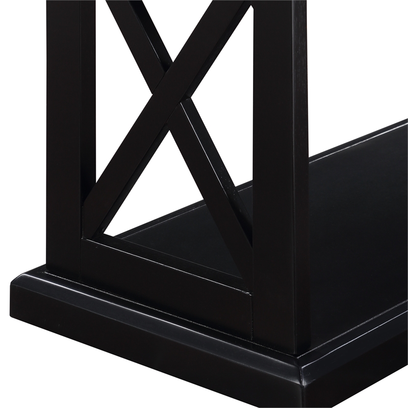Coventry Console Table with Shelves in Black Wood Finish with 