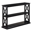 Coventry Console Table with Shelves in Black Wood Finish with 