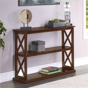 Coventry Console Table with Shelves in Espresso Wood Finish with &quotX&quot Side Frames
