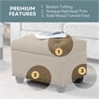 Designs4Comfort 5th Avenue Storage Ottoman Sandstone Fabric w/ Solid Wood Feet