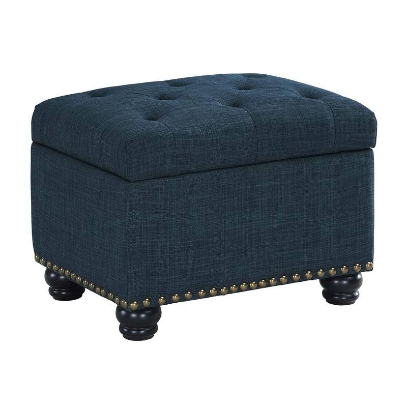 Designs4Comfort 5th Avenue Storage Ottoman in Red Button-Tufted Faux Leather