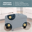 Designs4Comfort 5th Avenue Storage Ottoman in Red Button-Tufted Faux Leather