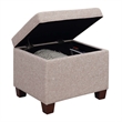 Madison Storage Ottoman in Light Beige Fabric with Solid Wood Feet