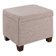 Madison Storage Ottoman in Light Beige Fabric with Solid Wood Feet