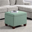 Madison Storage Ottoman in Light Green Fabric with Solid Wood Legs