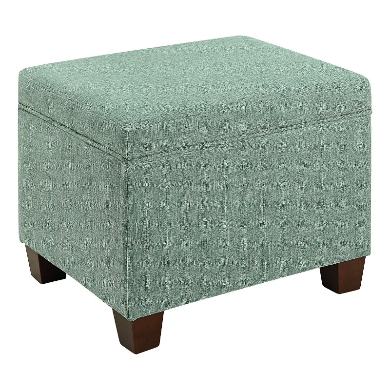 Madison Storage Ottoman in Light Green Fabric with Solid Wood Legs