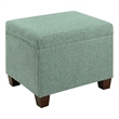 Madison Storage Ottoman in Light Green Fabric with Solid Wood Legs