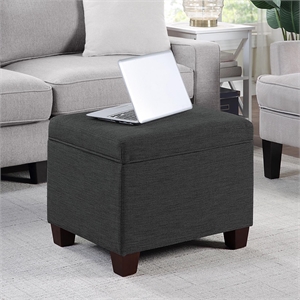 Convenience Concepts Madison Storage Ottoman in Gray Fabric with Solid Wood Feet