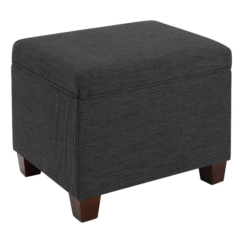 Convenience Concepts Madison Storage Ottoman in Gray Fabric with Solid Wood Feet
