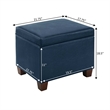 Madison Storage Ottoman in Blue Faux Leather with Solid Wood Feet