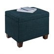 Convenience Concepts Madison Storage Ottoman in Blue Fabric with Solid Wood Legs