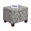 Madison Storage Ottoman in Gray Print Fabric with Solid Wood Feet