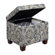 Madison Storage Ottoman in Gray Print Fabric with Solid Wood Feet
