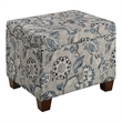 Madison Storage Ottoman in Gray Print Fabric with Solid Wood Feet