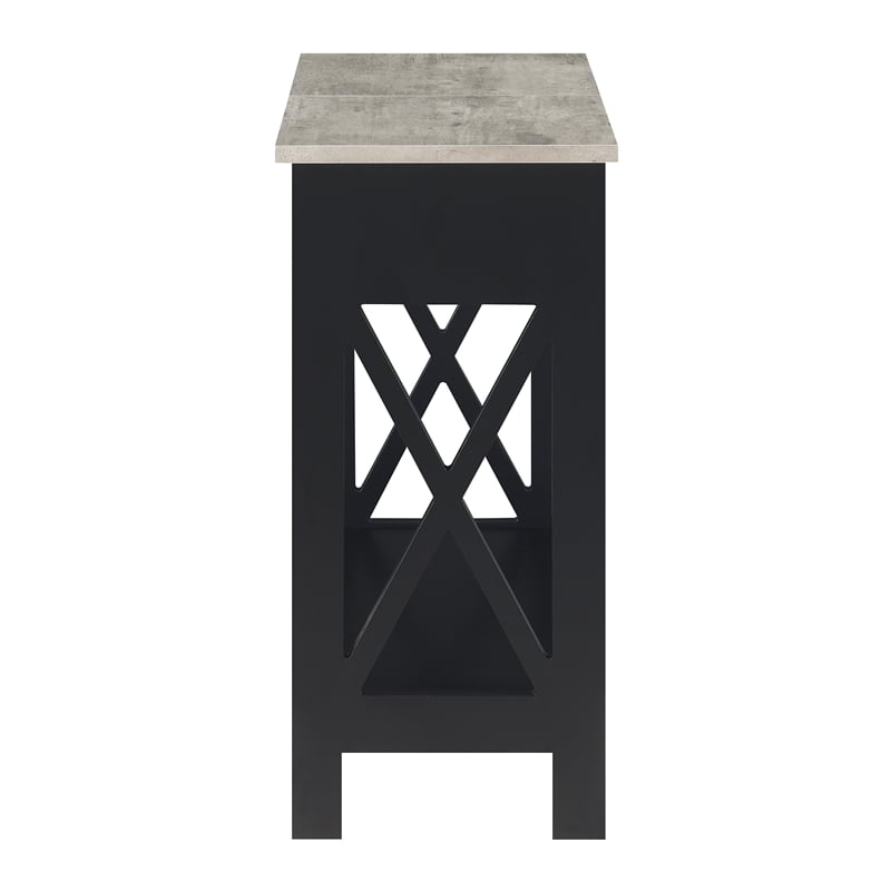 Oxford Flip-Top End Table with Charging Station and Shelf in Black Wood Finish