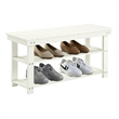 Oxford Utility Mudroom Bench with Shelves in Ivory Wood Finish