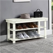 Oxford Utility Mudroom Bench with Shelves in Ivory Wood Finish