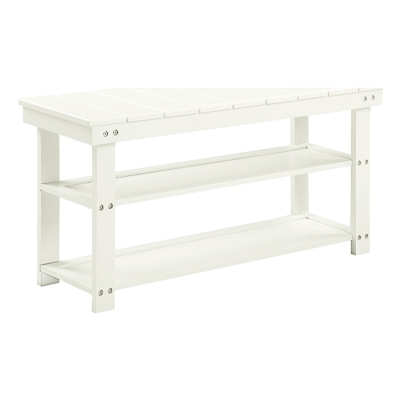 Oxford Utility Mudroom Bench with Shelves in Ivory Wood Finish