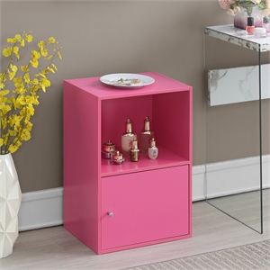xtra storage one-door cabinet with shelf in pink wood finish