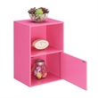 Xtra Storage One-Door Cabinet with Shelf in Pink Wood Finish
