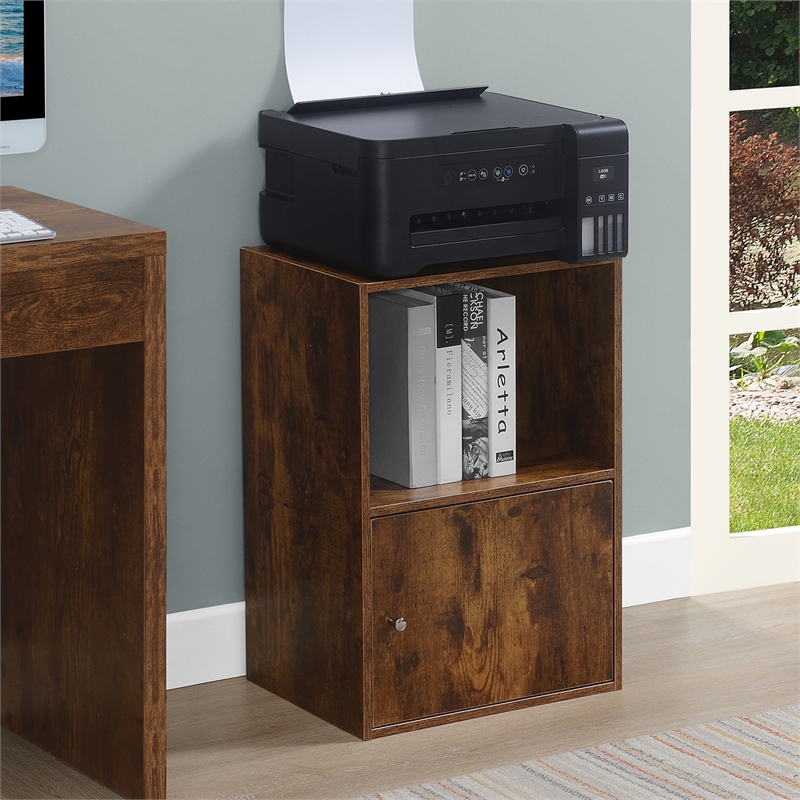 Xtra Storage One-Door Cabinet with Shelf in Walnut Wood Finish