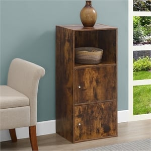 Xtra Storage Two-Door Cabinet with Shelf in Walnut Wood Finish