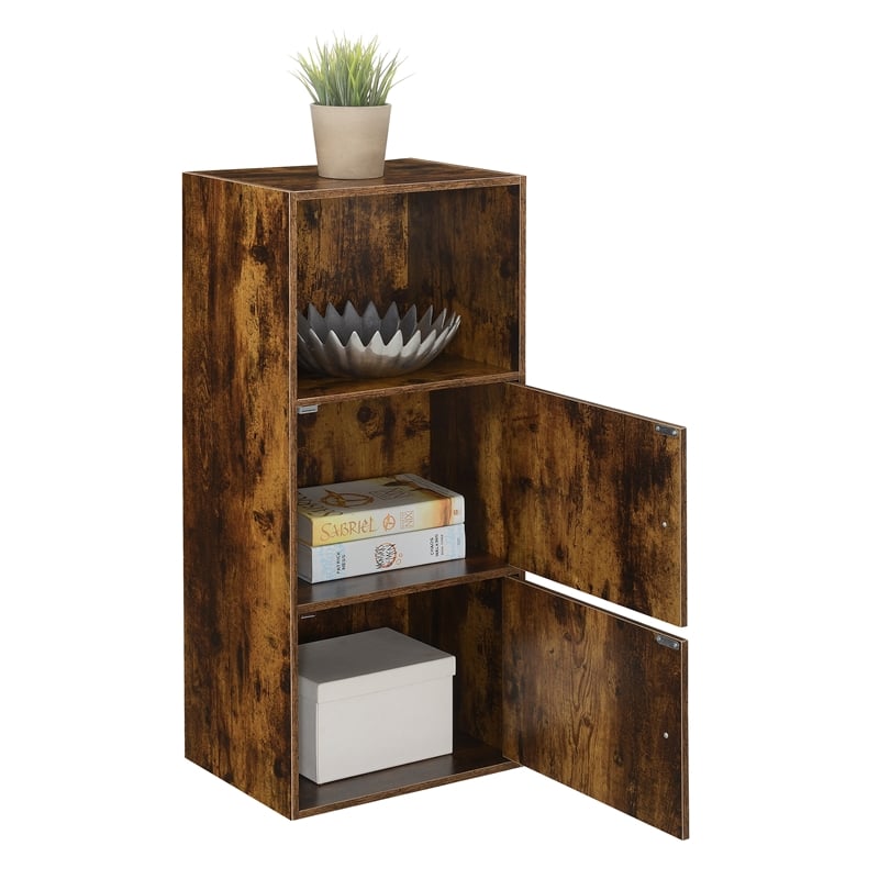 Xtra Storage Two-Door Cabinet with Shelf in Walnut Wood Finish