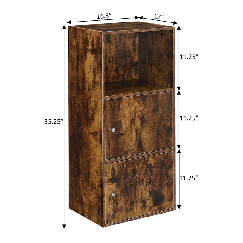 Xtra Storage Two-Door Cabinet with Shelf in Walnut Wood Finish