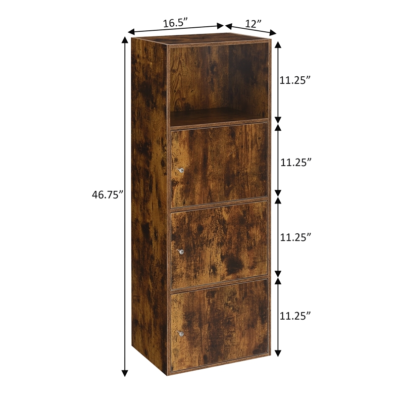Xtra Storage Three-Door Cabinet with Shelf in Walnut Wood Finish