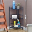 Xtra Storage Three-Tier Folding Metal Corner Shelf in Blue Metal Finish