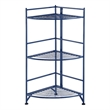 Xtra Storage Three-Tier Folding Metal Corner Shelf in Blue Metal Finish