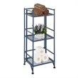 Xtra Storage Three-Tier Folding Metal Shelf with Cobalt Blue Metal Frame