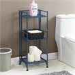 Xtra Storage Three-Tier Folding Metal Shelf with Cobalt Blue Metal Frame